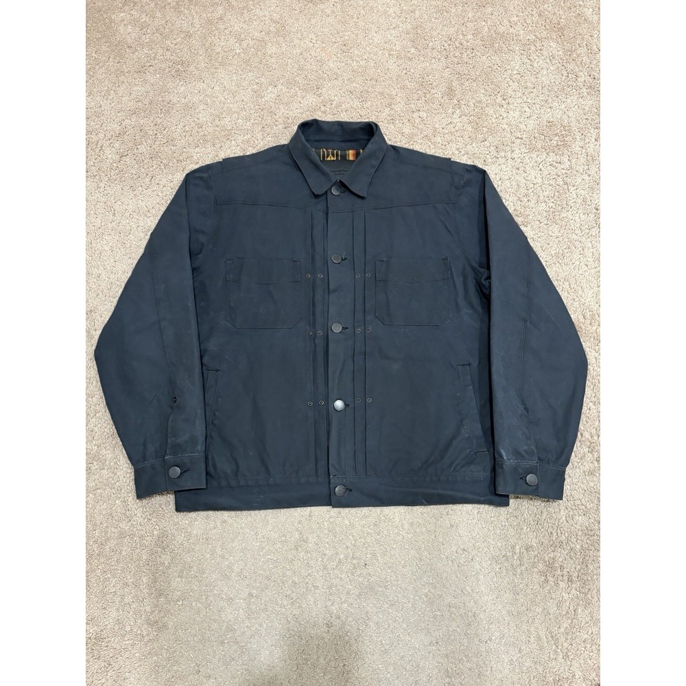 Freenote Cloth RJ-1 Rider's Jacket Mens XL Waxed Canvas Black Southwestern Lined